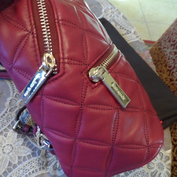 New Kate Spade NY Burgundy Leather Quilted Mini Backpack main image 11
